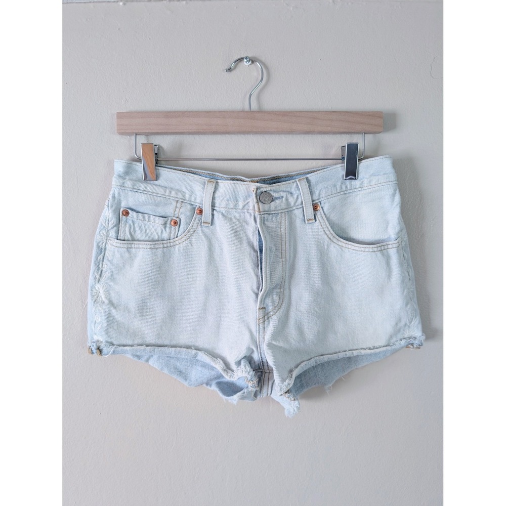 Levi's 501 Denim Micro Shorts Light Wash Cutoff 28‎ Casual Vacation Festival